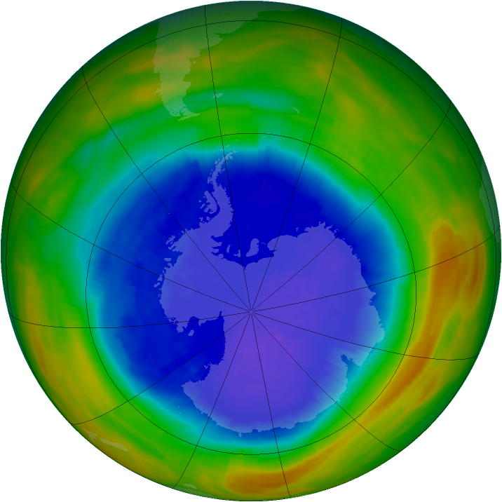 Antarctic ozone map for 21 September 1989